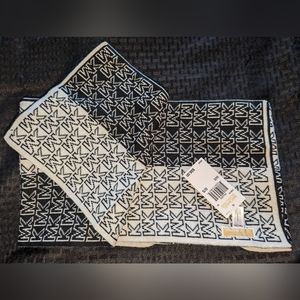 Black and White Michael Kors MK Logo Scarf.